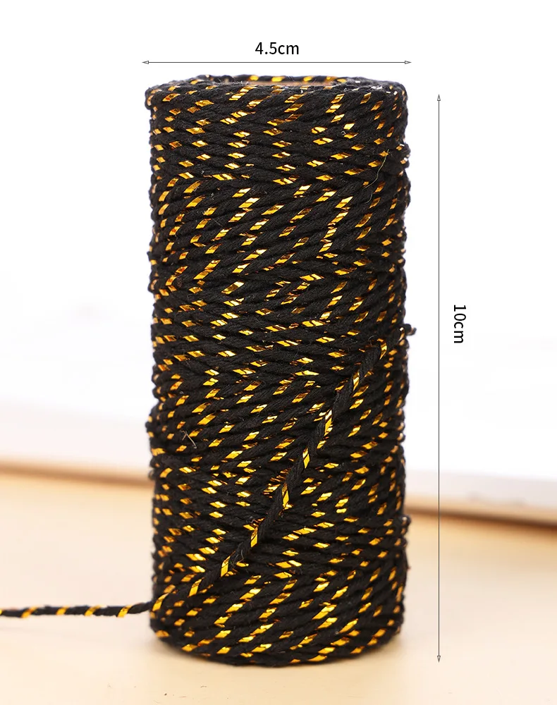 cotton linen rope colored decorative cotton rope 1.5mm colorful cotton rope with gold line