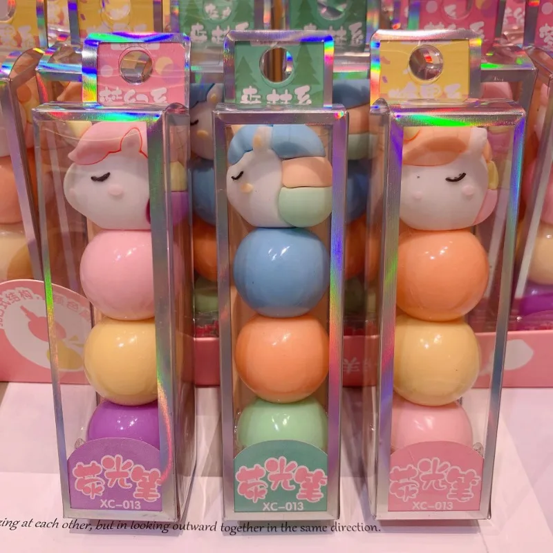 School Stationery Cute Animal Shaped Fluorescent Pen Macaron Color Splicing Fluorescent Pen Set Student Drawing Pen Graffiti