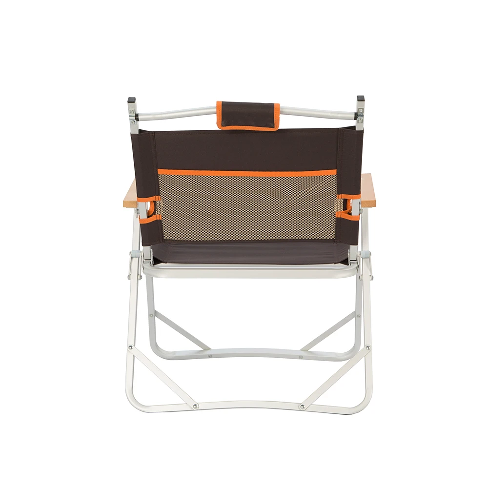 Aluminum lightweight portable outdoor camping beach chair with wooden handle