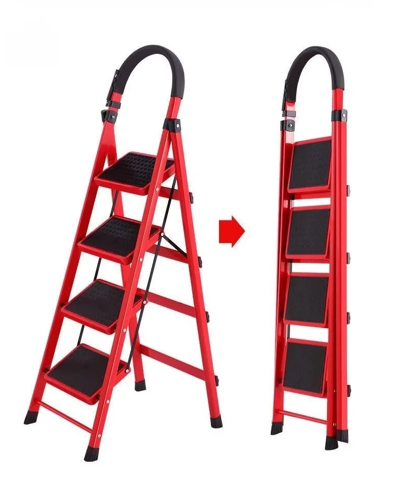 Low price DDP 3 Portable Foldable Ladders Wholesale Step Steel Ladder