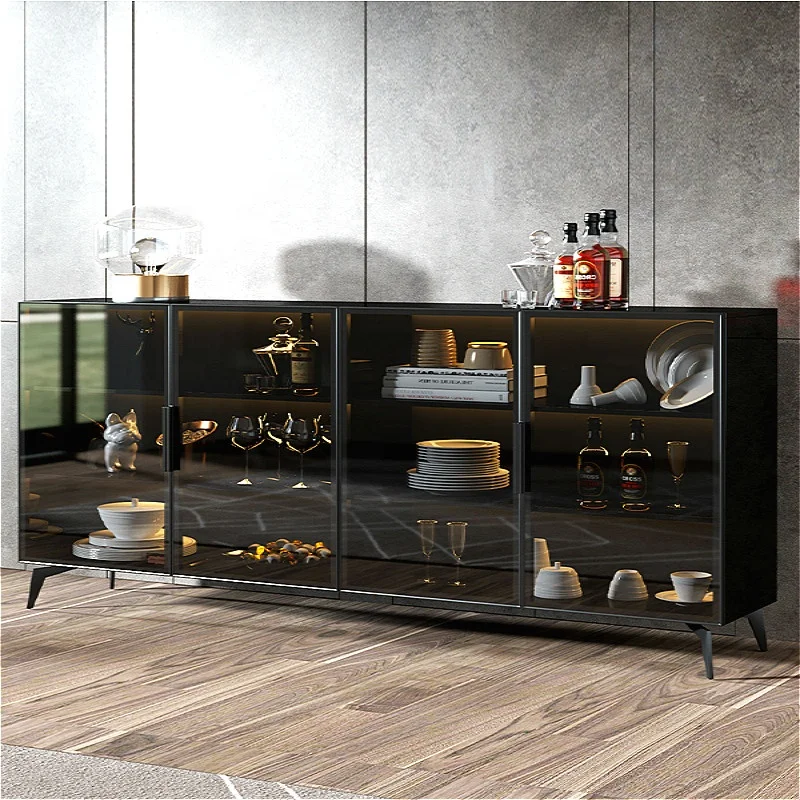 
Simple kitchen cupboard storage cabinet light luxury Wine Cabinet glass sideboard modern 