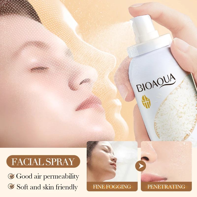 New Arrival BIOAQUA Natural Organic Rice Water Toner Spray Skin Care Moisturizing Whitening Face And Body Spray For Women