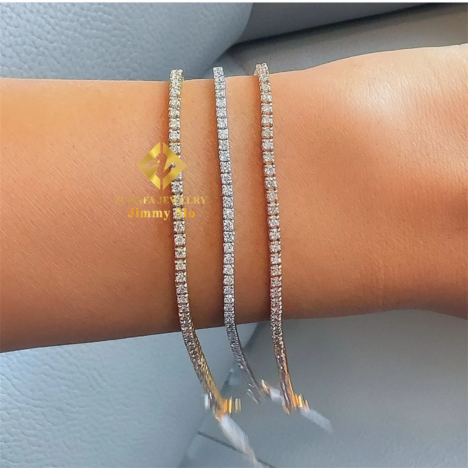 Hot Selling  Pass Diamond Tester Iced Out GRA Certificates 2mm 3mm 4mm 5mm 6.5mm VVS1 Moissanite Diamond Tennis Bracelets Men