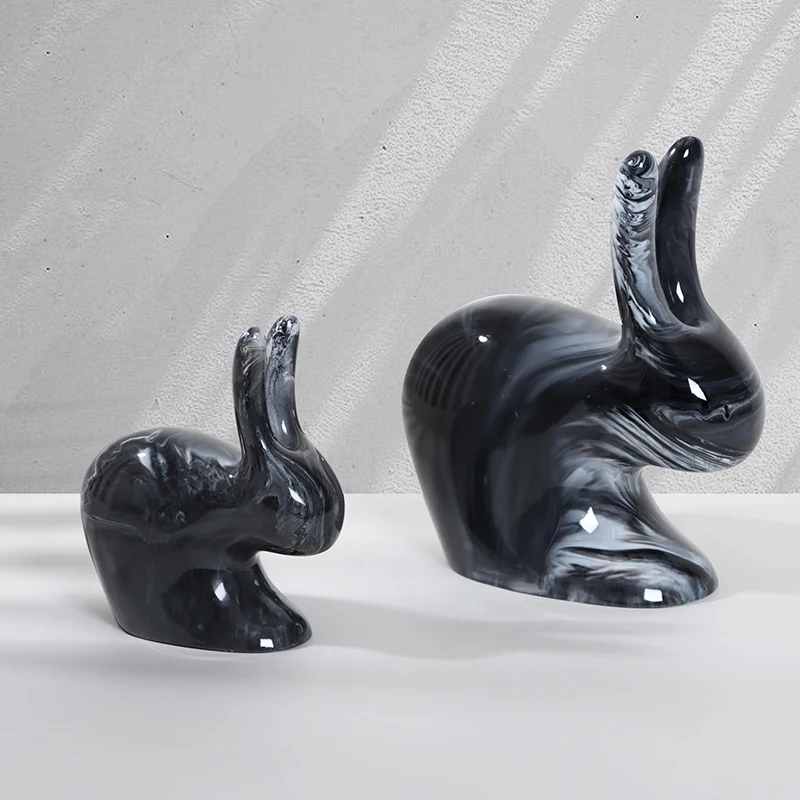 Customized wholesale modern polyresin crafts resin rabbit statues figurine sculpture for home decoration