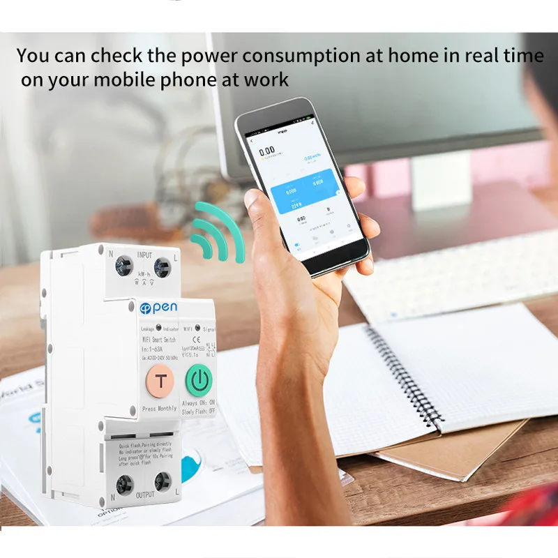  Open Electric 2P WIFI Tuya remote control energy monitoring smart Switch for Smart home tuya
