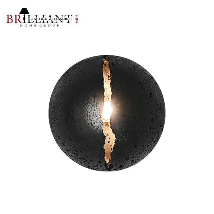 New Arrival Creative Crack Design Home Decorative Semicircle Travertine Marble Wall Sconce Lamp
