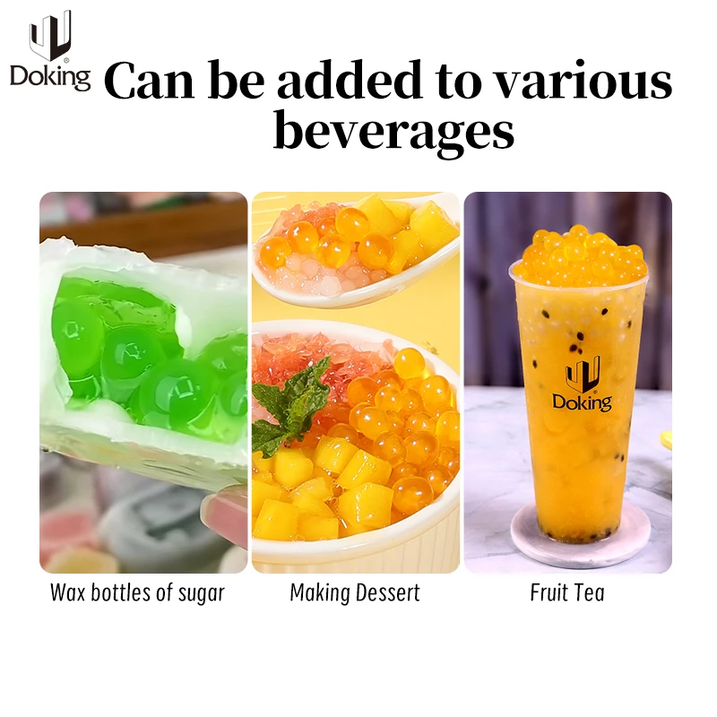 Doking New Bubble tea ingredient Popping Peach pasion fruit  flavor exploding bobo fruit juice for bubble tea milk tea
