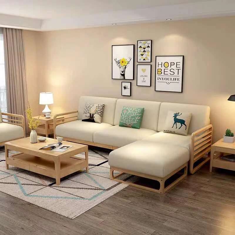 
modern hot sale wooden sofa frame with fabric 4 3 2 1 seat chaise couch single sofa chair L shape household furniture widely use 