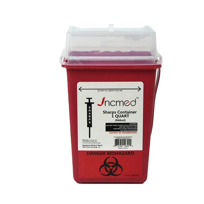 JCMED 1 quart sharp container sharps container biohazard needle disposal