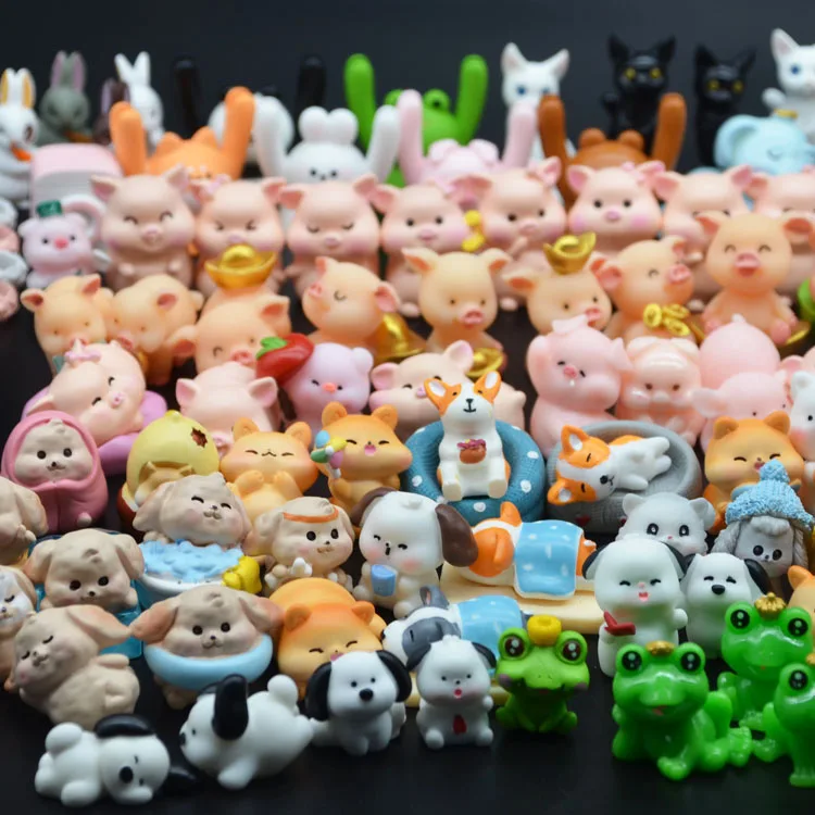 cute cartoon kid children baby toy miniature animal figures dogs cats pig frog rabbit bear panda garden fairy figurine wholesale