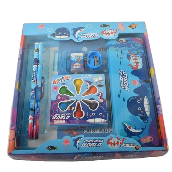 Wholesale Cheap Kawaii Shark School Kit Cute Gift Set For Kids Back To School Supplies Stationery Set