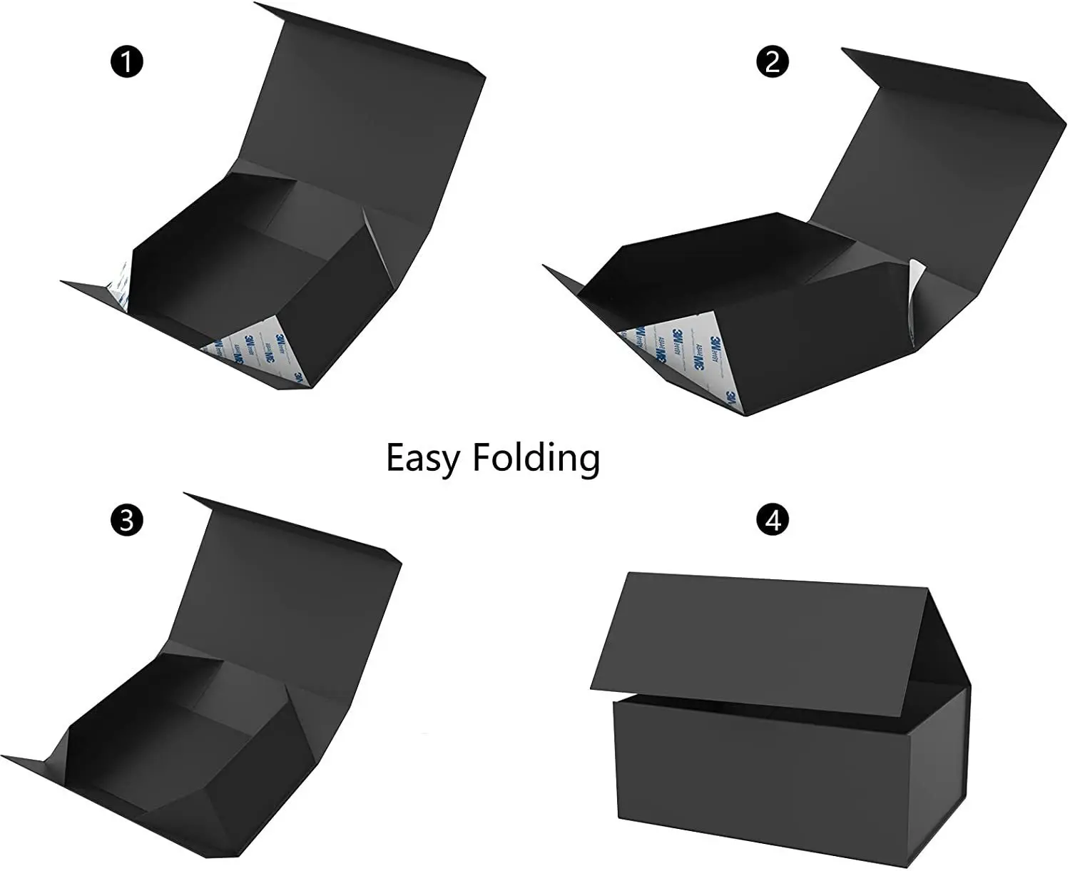 Custom Logo Black Cardboard Gift Box Foldable Rectangle Hard Paper with Magnetic Closure 2mm Thickness Face Cream Shoe Packaging