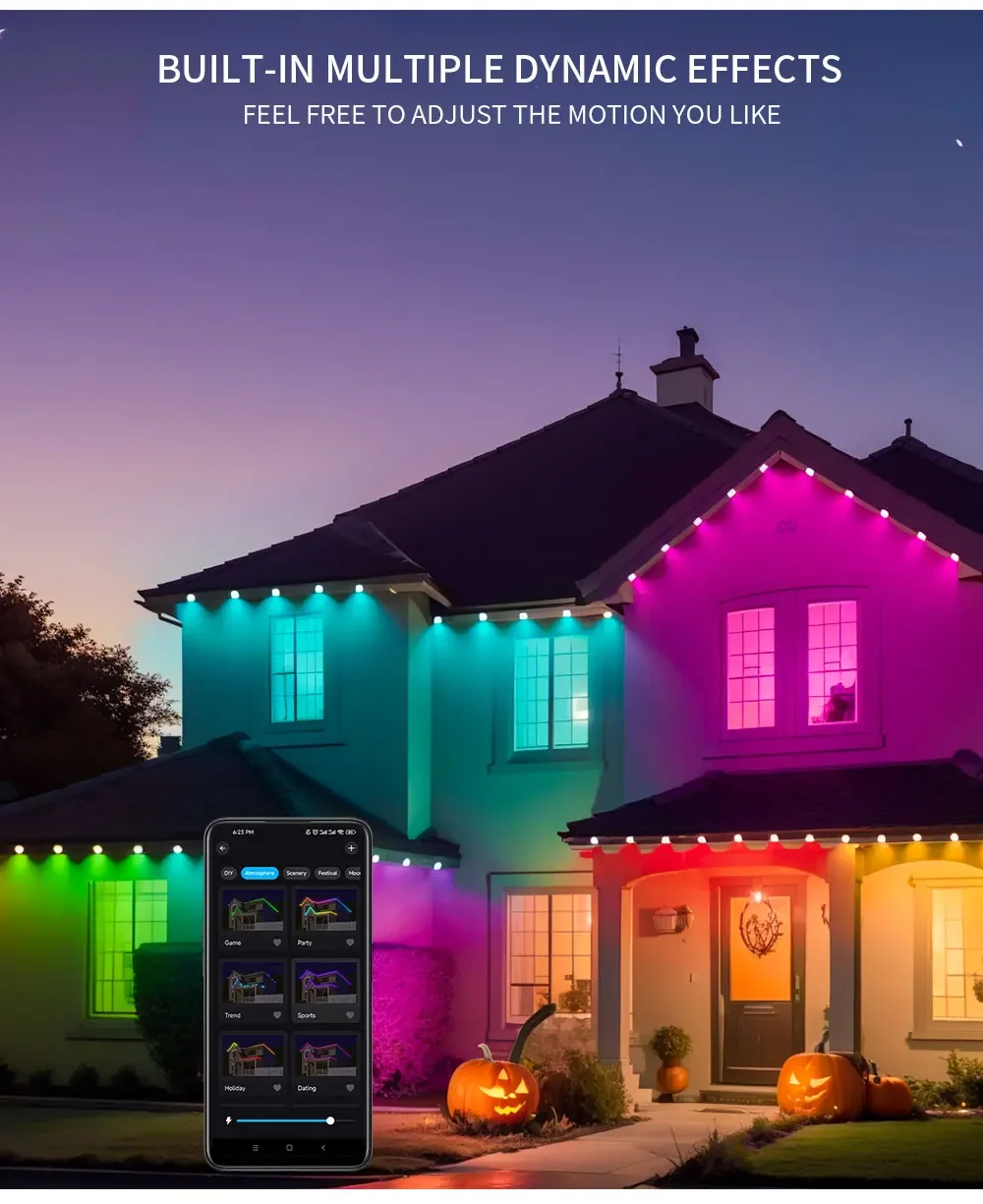 2024 Pixel Lights Christmas Colorful House Eaves Light Decorative Lamp House Eaves Light
