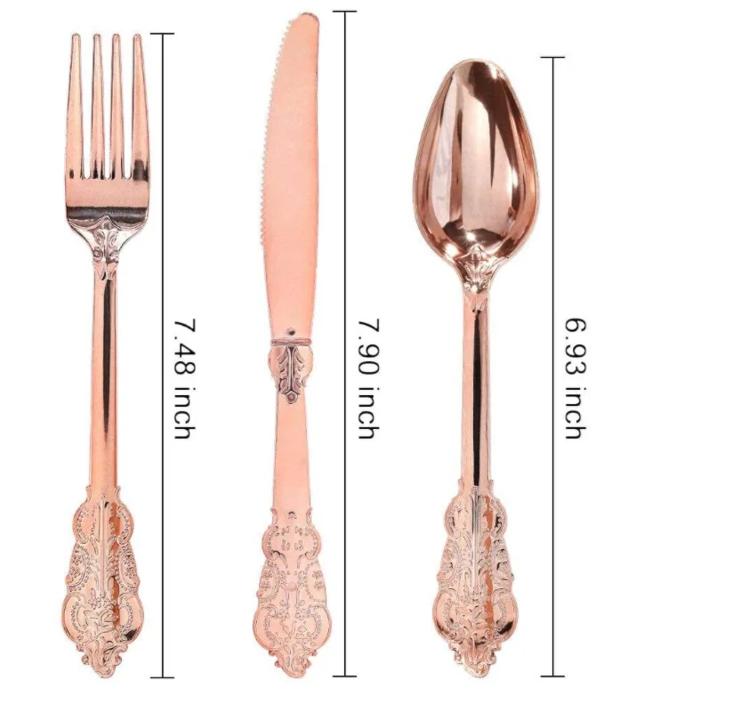 Hot Selling Glitter Cutlery Set-includes Knife Fork Spoon Gold Plastic Silver Disposable Customized Party Tableware Set ISO9001
