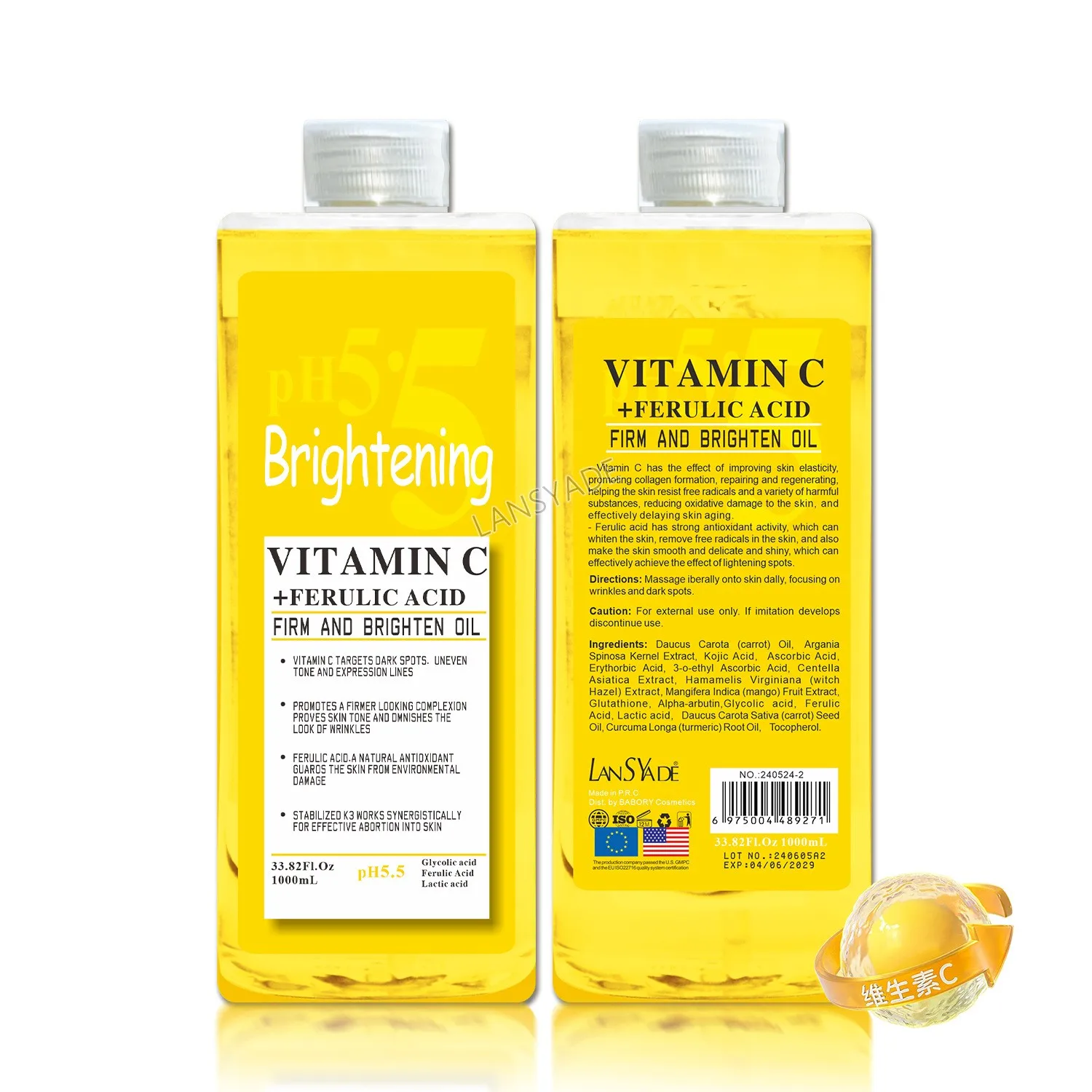 Wholesale Whitening Essential oil Vitamin C Anti-aging Dark lightening Spot wrinkle Removal skincare Facial Body Massage oil