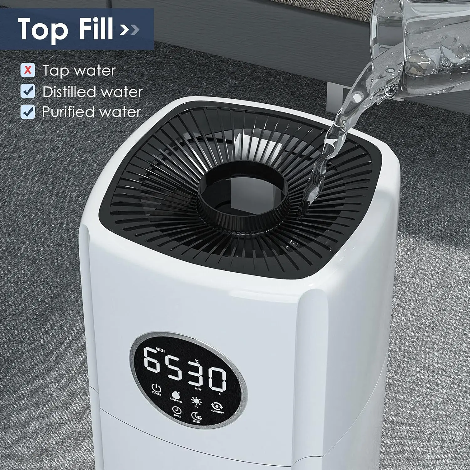 Cold Water Cooling Double Spray Cool Mist 20 25 L Liter Home Smart Air Humidifier for Bedroom Large Room