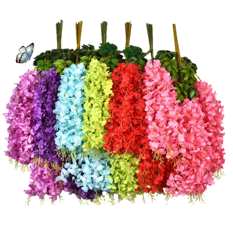 Wisteria Flowers Wholesale Fast Shipping Multi Color Faux Vines Plant Garland Artificial Hanging Wisteria For Home Wedding Decor