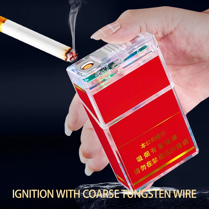 COOL COLORFUL LIGHTS CIGARETTE CASE WITH LIGHTER  AUTO-CASE , IGNITION AND STORAGE  CIGARETTE CASE