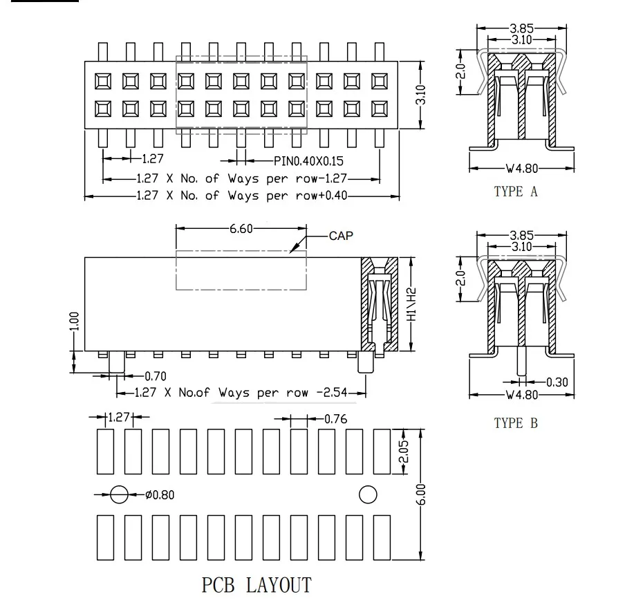 1.27mm SMT drawing