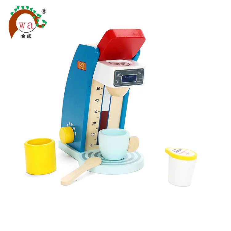 
Kids Pretend Play bread maker Kitchen Set Wooden Toy Coffee Machine 