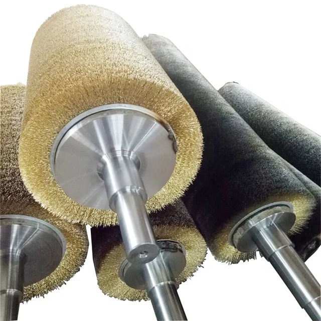 hot sale brass wire roller metal polishing brush/cylindrical steel wire metal roller brush