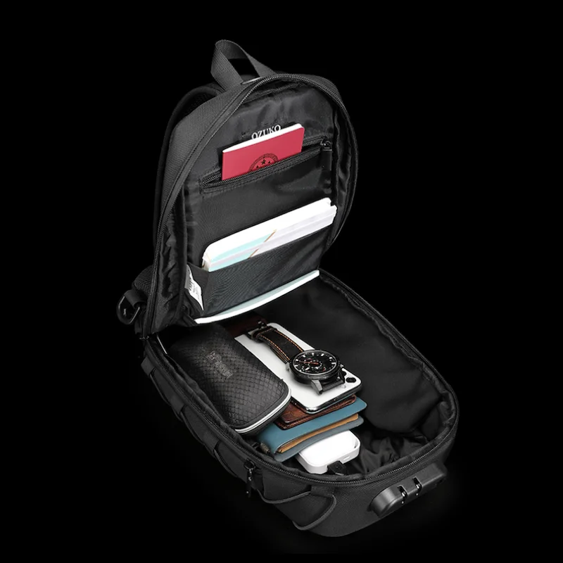 Ozuko 9357V Phone Luxury Custom Crossbody Bag Mini Anti Theft Sling Bag Crossbody Tactical Men Chest Bag