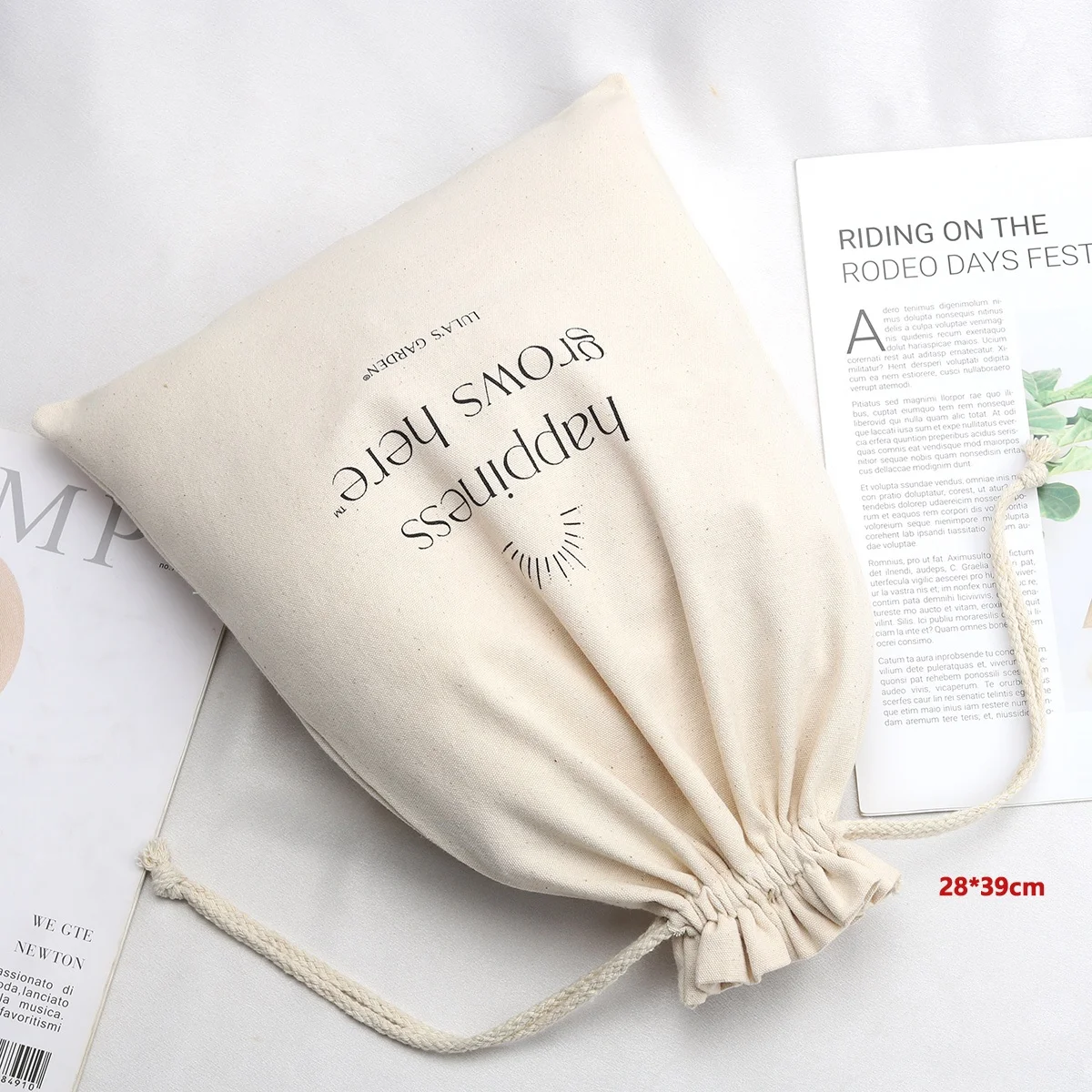 Custom Logo Recyclable Cotton Linen Drawstring Bags Organic Cotton Canvas Pouch for Clothes and Shoes Packing