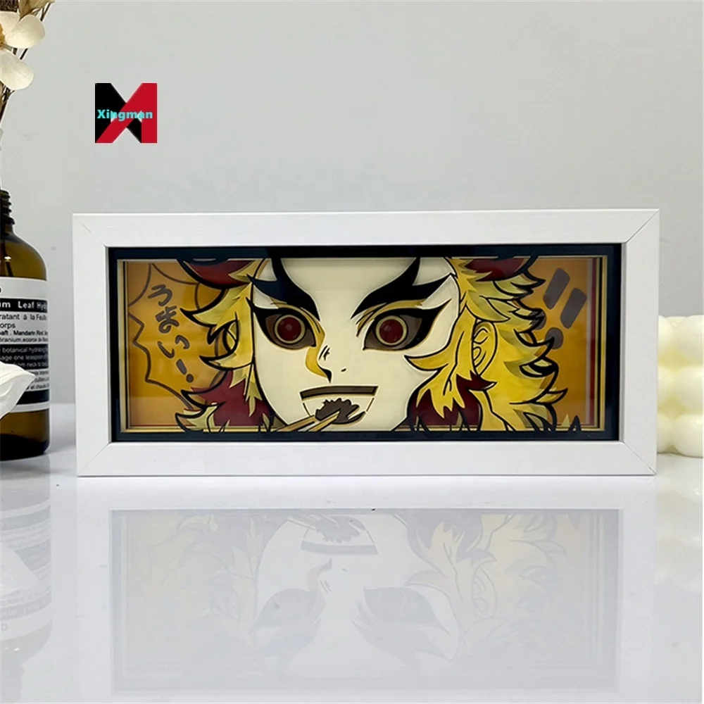 Demoned A Slayer Atmosphere Room Bedroom Night Remote Control Colorful Shadow Neon Paper Cut LED Art 3D Painting Anime Light Box