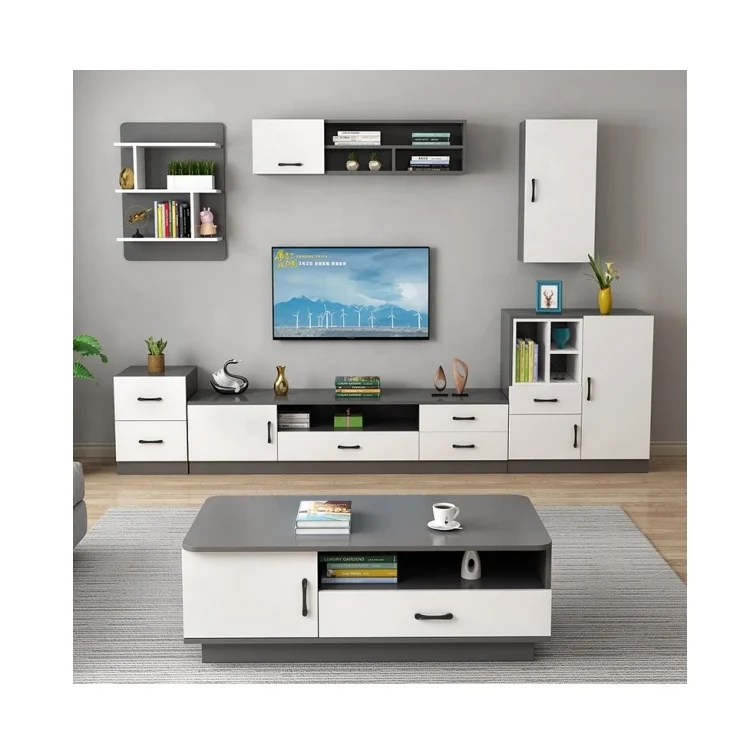 wooden living room home furniture modern luxury wall glass door tv stand cabinets