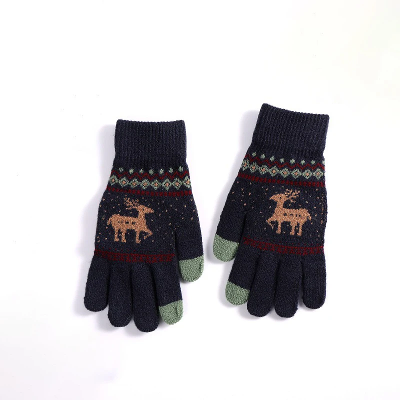 Hot Selling Winter Mittens Cashmere Brushed Knitted Gloves Touch Screen Compatible Daily Sports Cycling Parties Made Acrylic