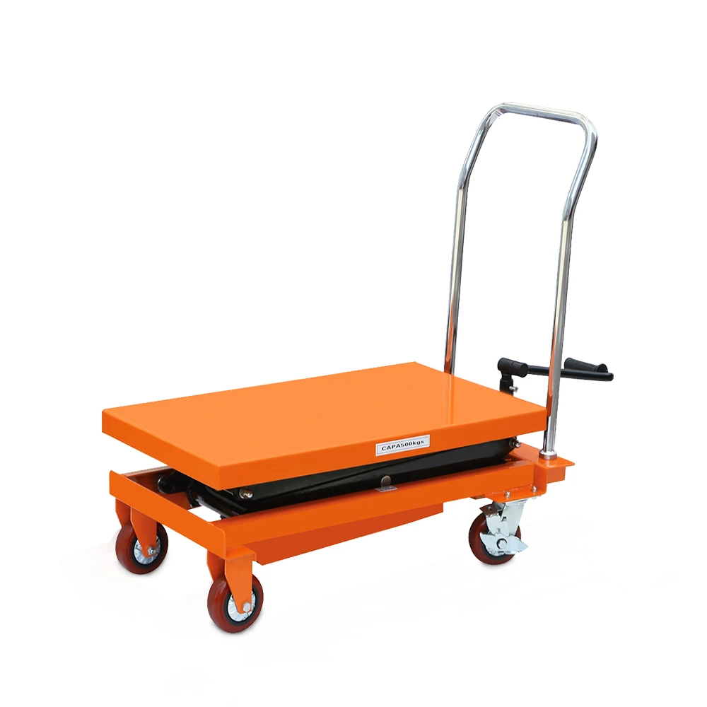 Mobile 500kg small hand hydraulic lifting platform trolley lift tables