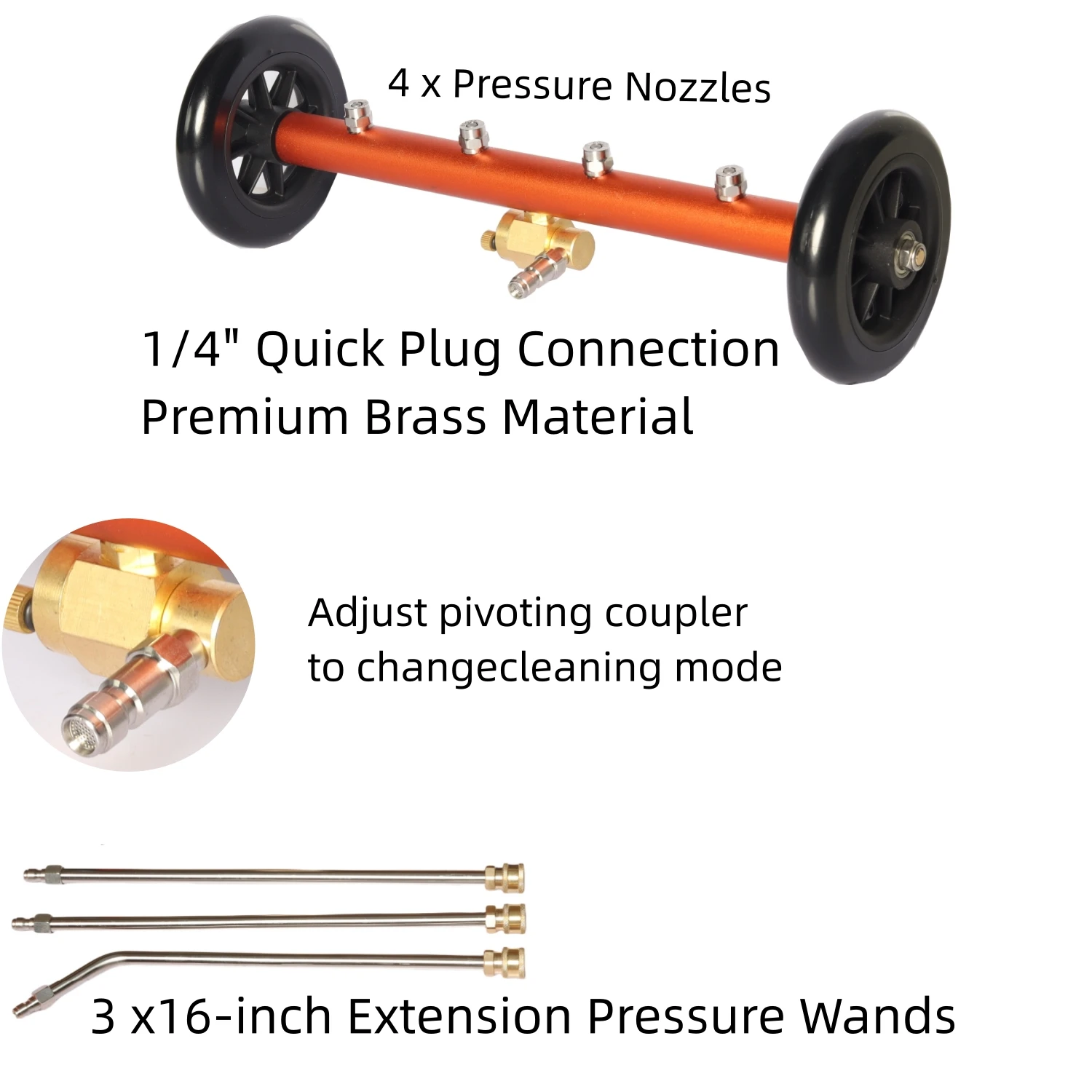 High Quality Pressure Washer Undercarriage Cleaner Car Wash Kit 16 Inch Water Broom Washing Under Car