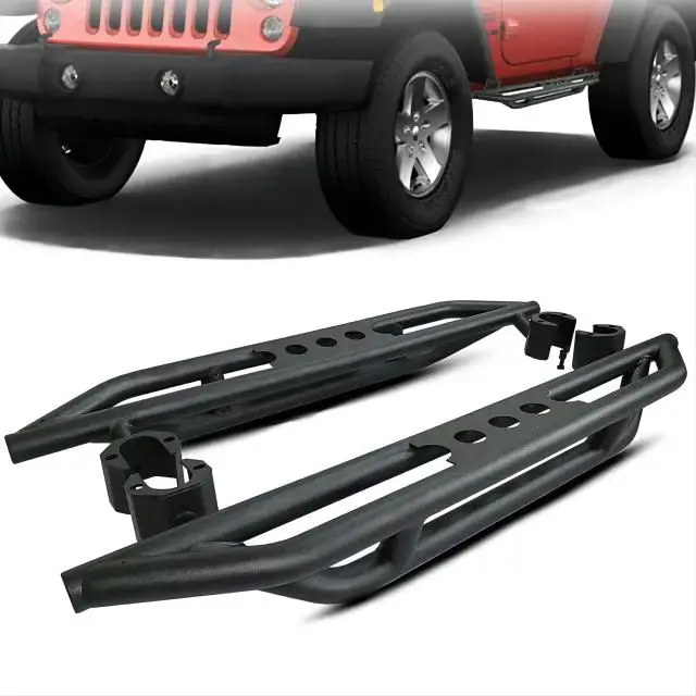 Black 2/4 Door Armor Guard Side Step Nerf Bar Rock Slider Rail Running Boards for 2007-2018 Jeep Wrangler JK