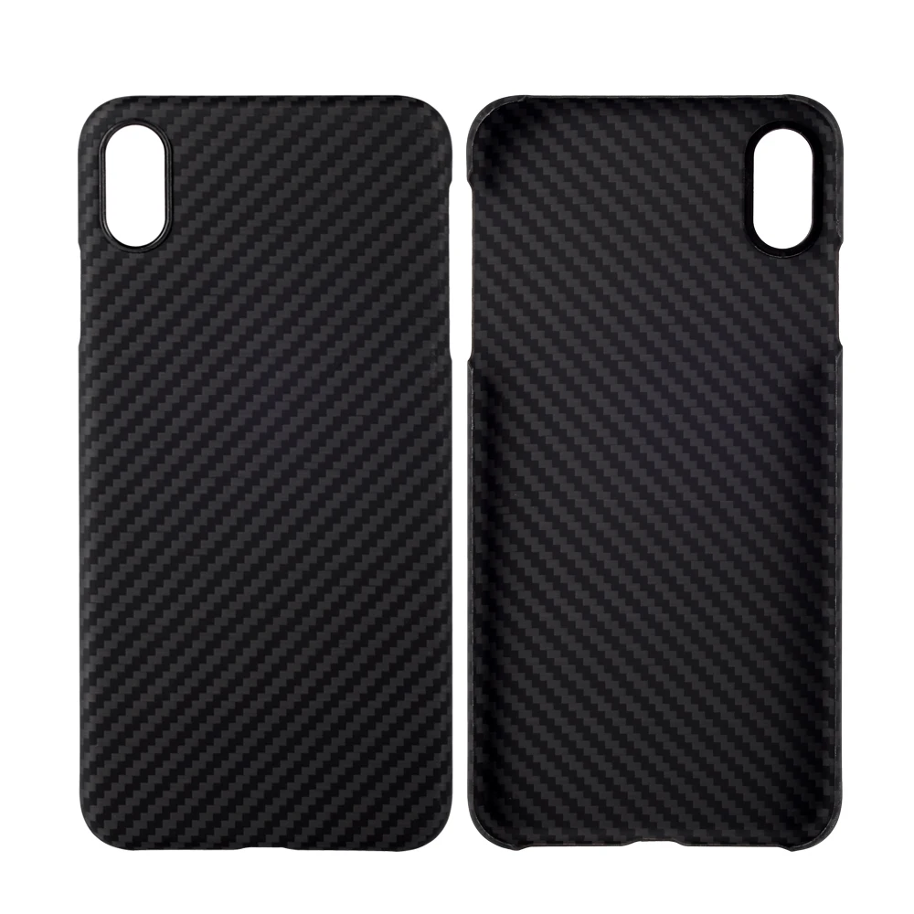 Carbon fiber phone case with metal plate for  iPhone Xs MAX (Black/Grey twill) matte Thin(0.65MM)Super Light (12G)