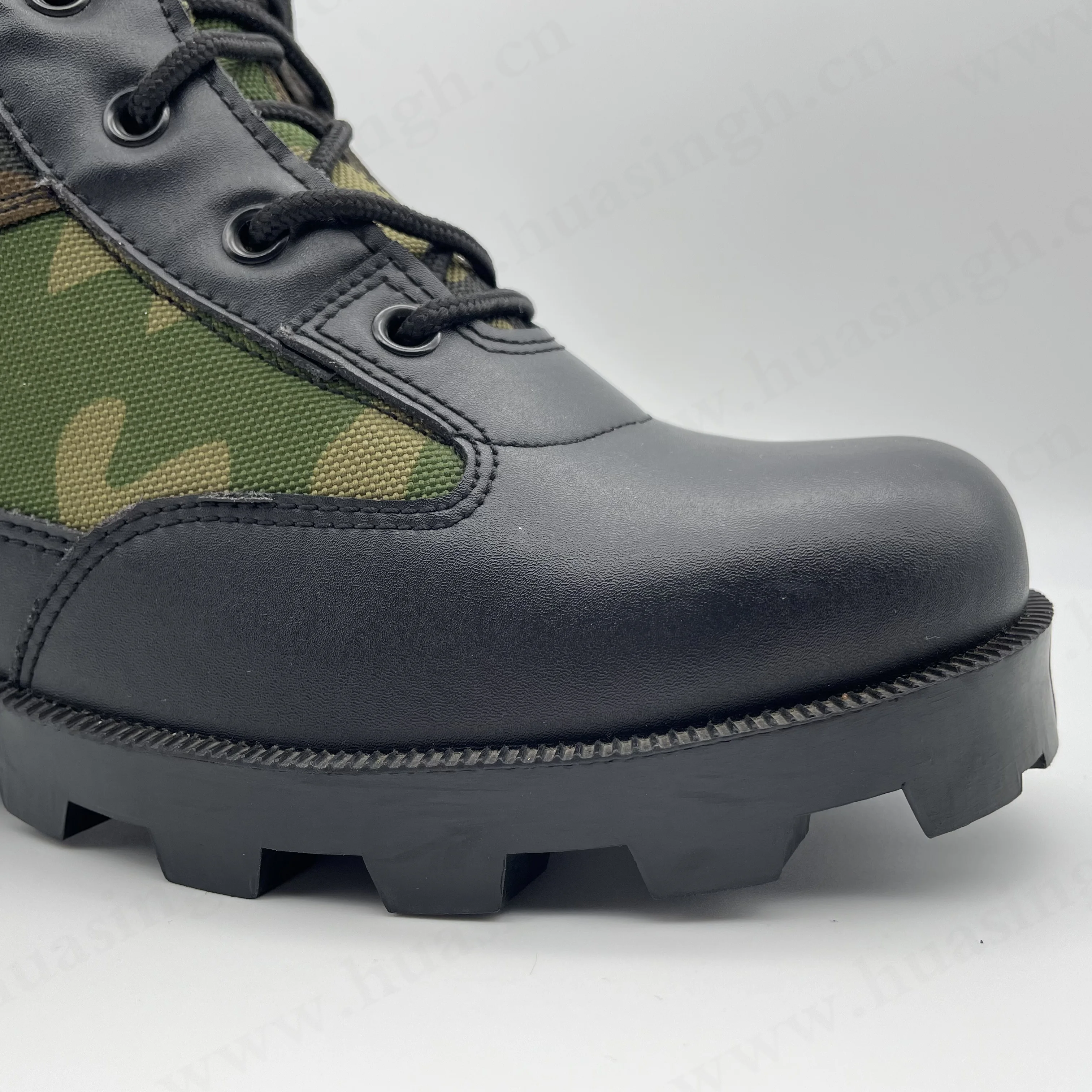 camouflage and leather upper Panama rubber sole hunting hiking jingle boots