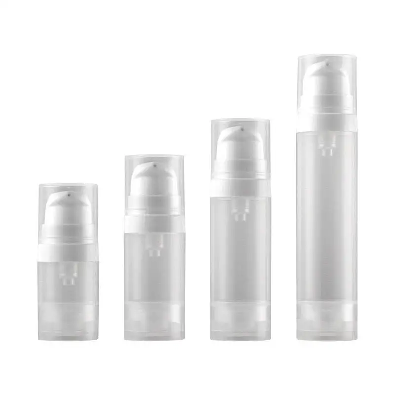 Cylindrical 5ML 10ML 15ML White PP Plastic Airless Pump Bottle With Snap Lotion Pump