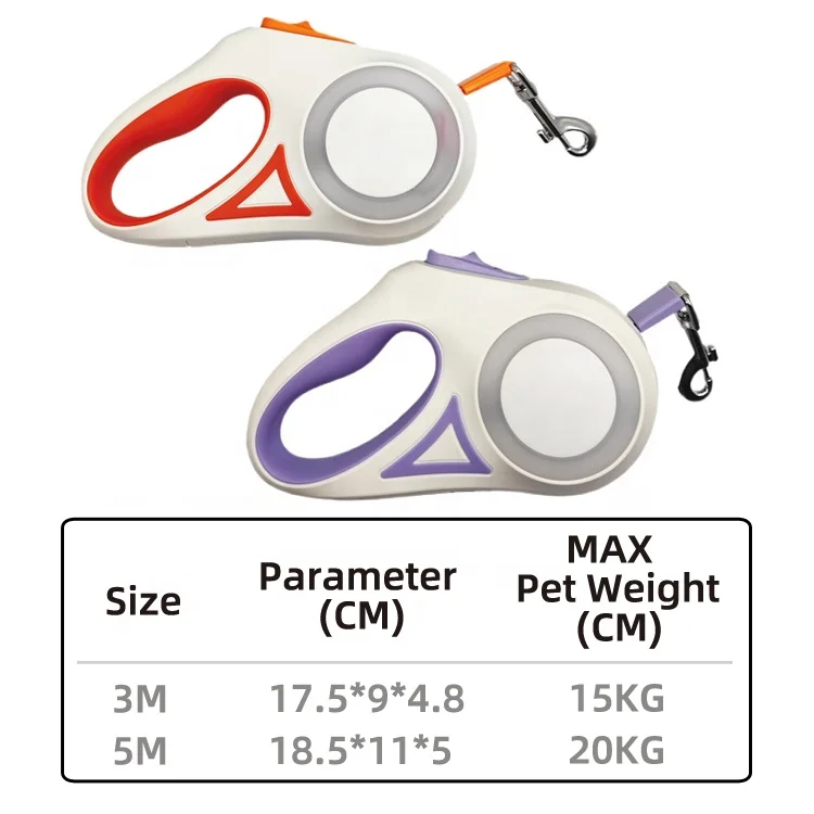 Walking Handsfree Pet Led Light Retractable Dog Lead Leash