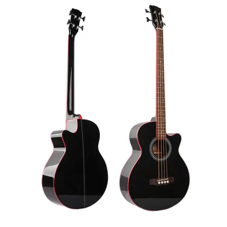 Wholesale Smiger 4 Strings Electric Semi Acoustic Bass Guitar Black Color
