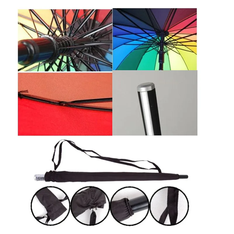 promotional 16 colors rain bow rain umbrella