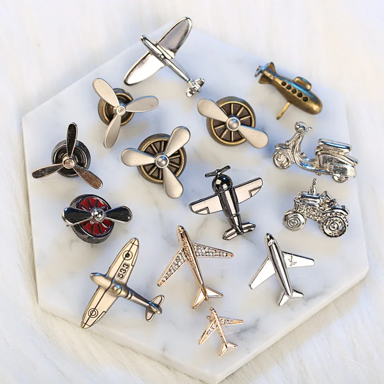 Gold Silver Brooch Small Lapel Clothes Badge Aircraft Jewelry Wholesale Brooch Pin