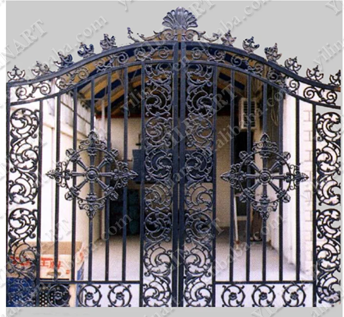 black and gold wrought iron main gate Casting gate YL-E051