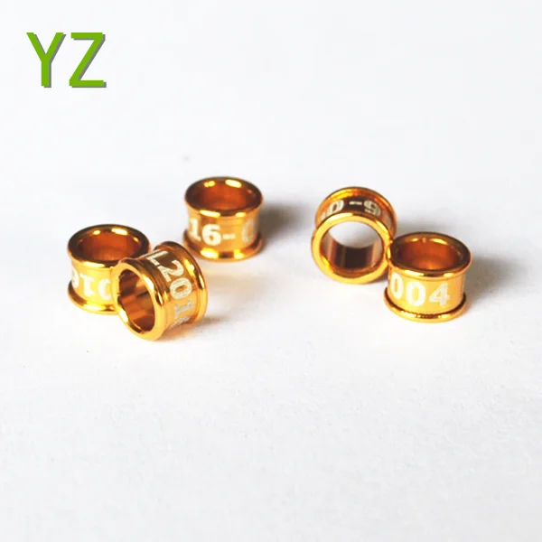 Gold Straight Aluminum Rings Customized Pigeon Rings Bird Rings
