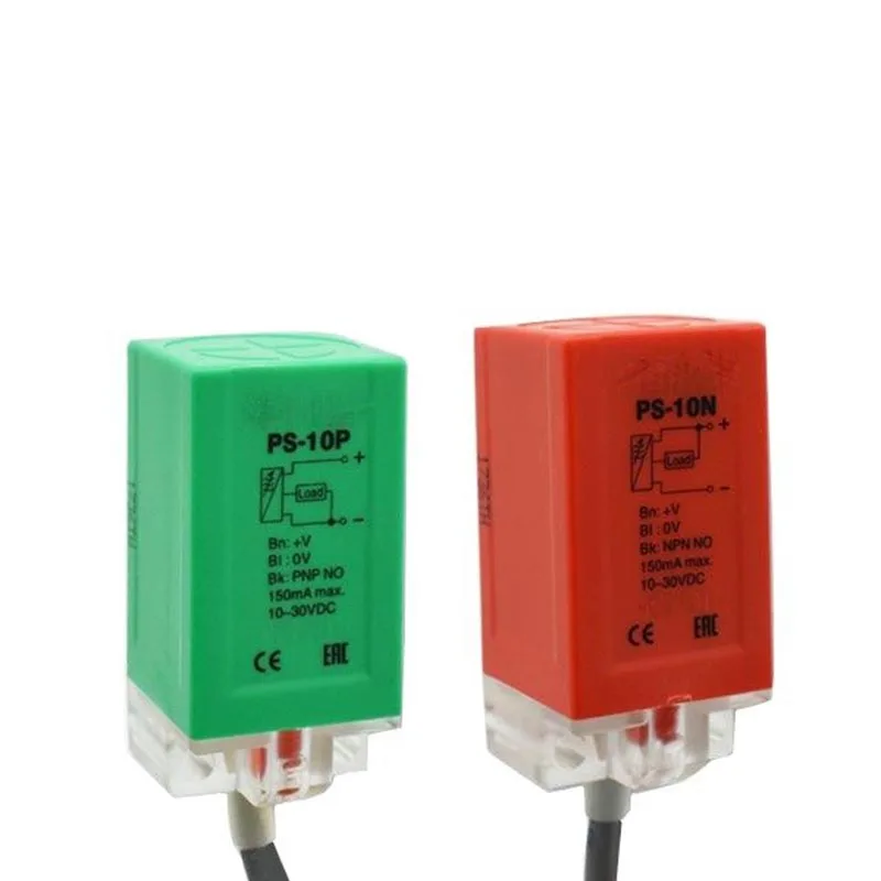 New Square Proximity Switch Three Wire NPN Normally Open Metal Inductive Proximity Switch PS-10N Detection Distance 10MM