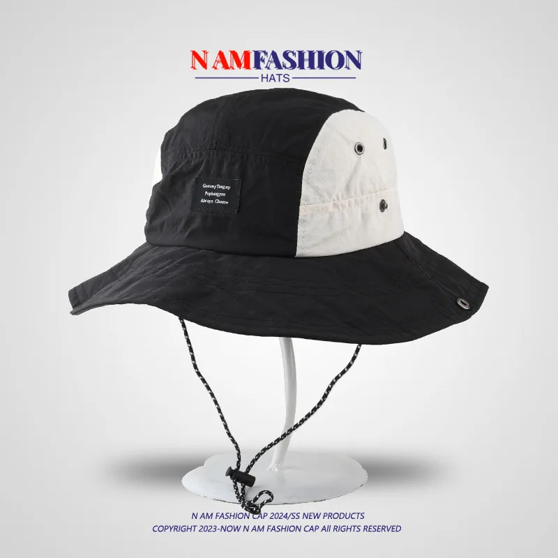 Лоскутная Панама контрастного цвета с ремешком на подбородке быстросохнущая Солнцезащитная шляпа Boonie для альпинизма УФ-защита