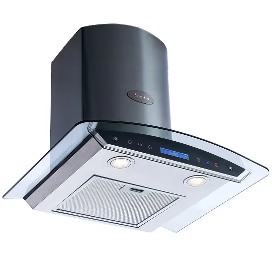 Elegent industrial kitchen smoke absorbing chimney hood and design air cooker hood