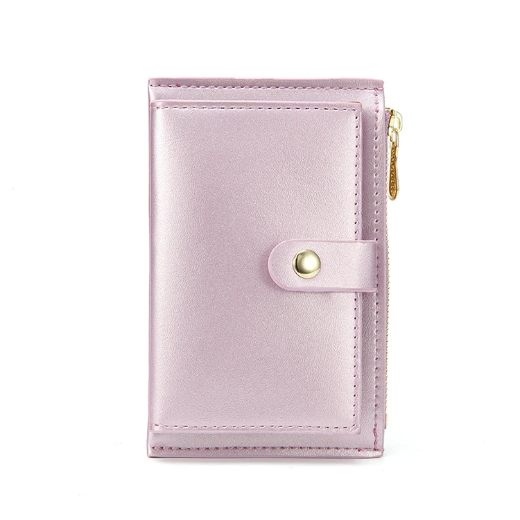 2023 Nice Small Wallet Purple PU Leather Card Holder Student Ladies Purse Nice Short Clutch