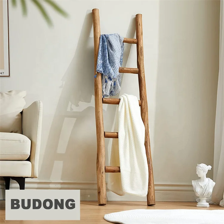 ARTMADE Farmhouse Decor Handcrafted Rustic Wooden Decora Blanket Ladder,New Design Wall-Leaning Rustic Wood Blanket Ladder