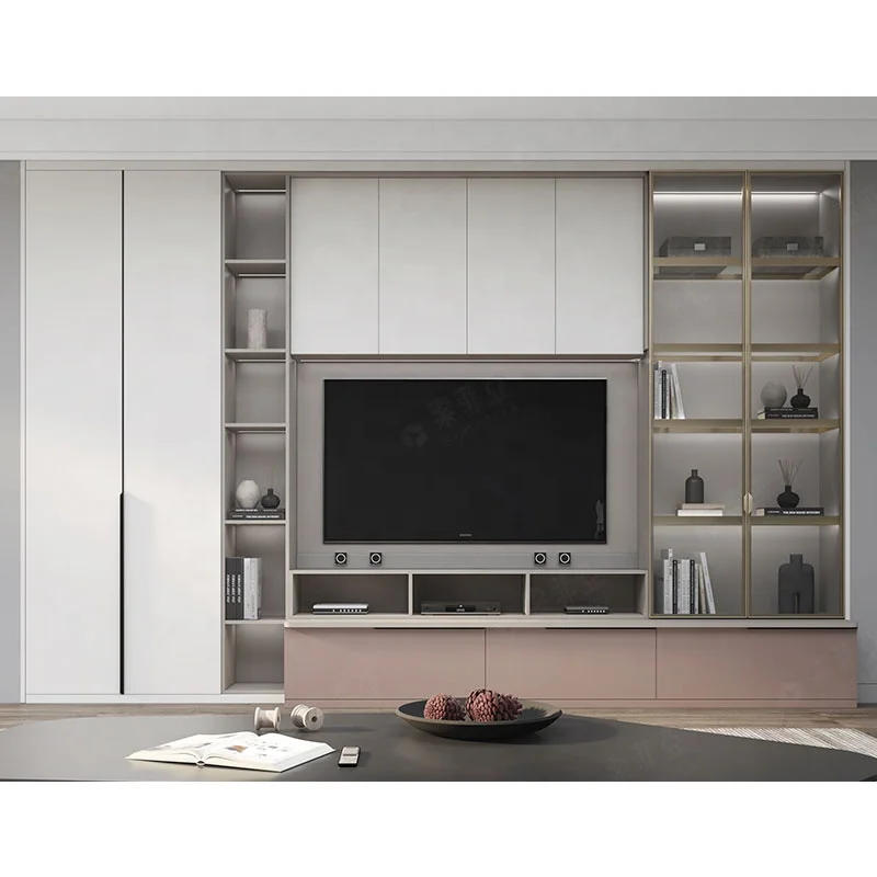 Customized Design Living Room Showcase TV Wall Unit Furniture Wooden TV Stand
