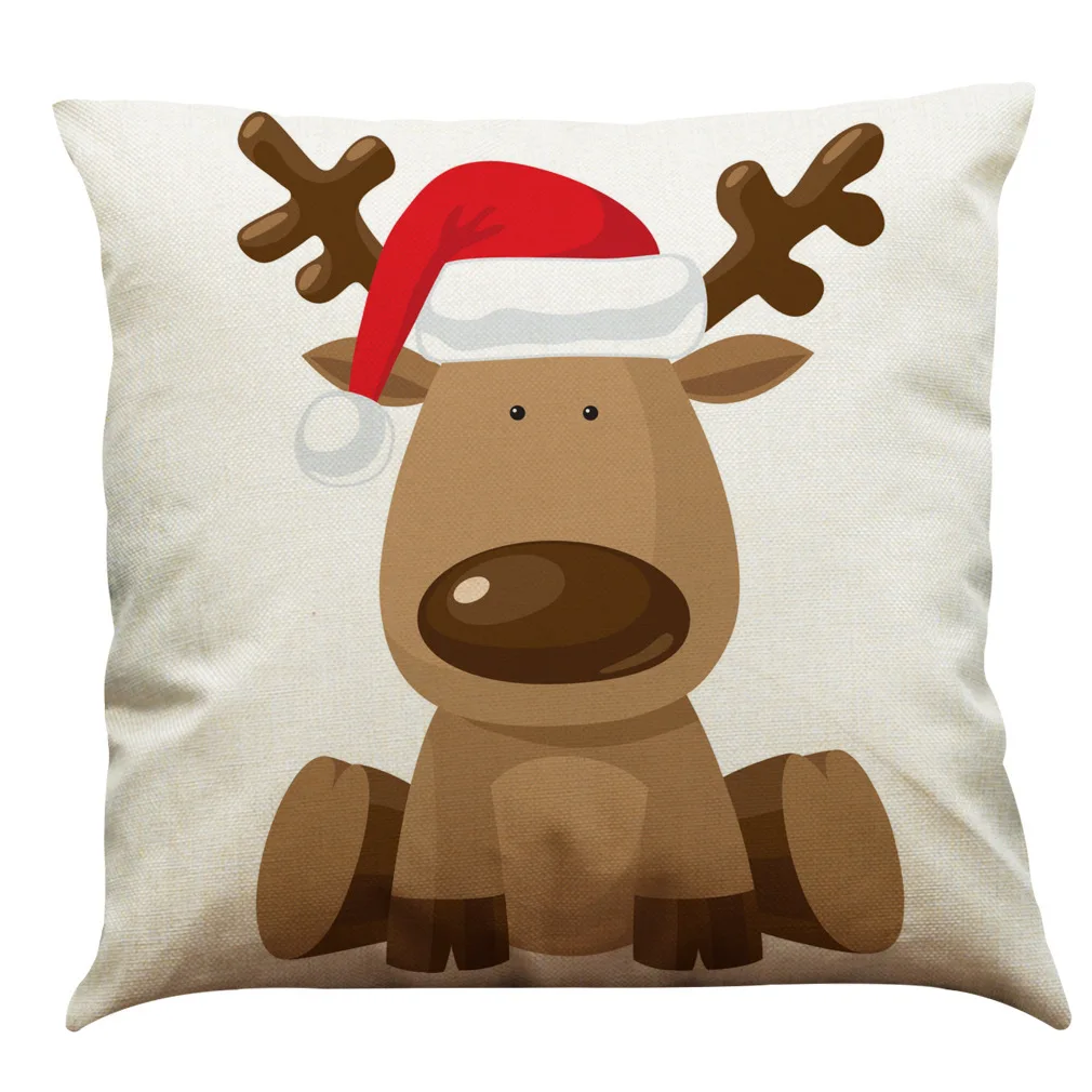 2024 Christmas Theme Cotton Linen Car Sofa Pillow Cushion Cover Cushion for House Decoration