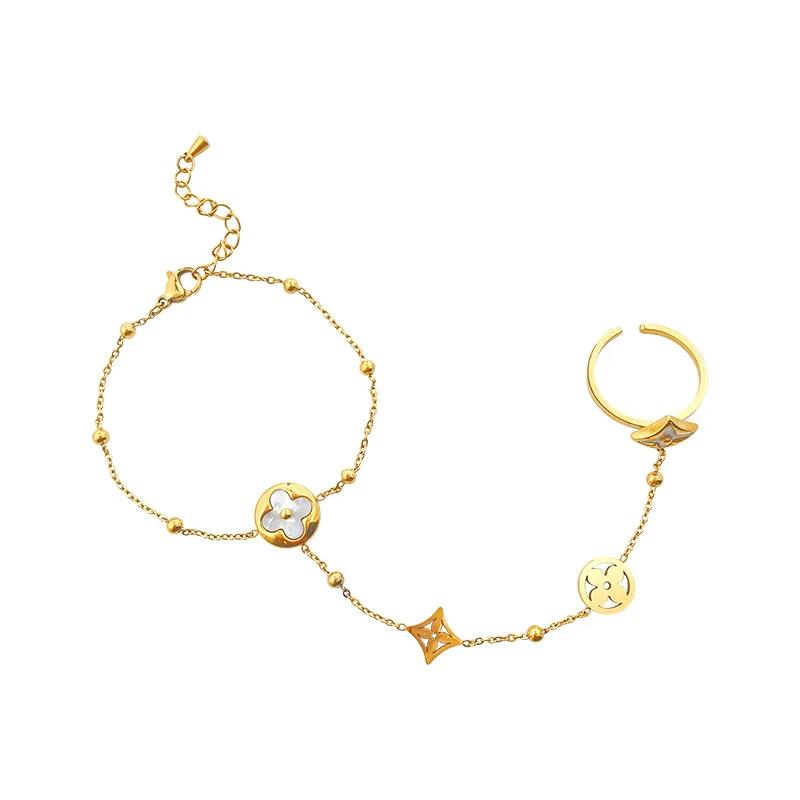 2024 Новинка: модный браслет из титановой стали с кольцевой цепочкой в Корейском стиле, уникальный минималистский аксессуар для стильных женщин